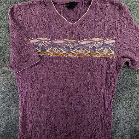 COOGI Australia Sweater Purple Short Sleeve XL Long 3D Knit Pullover Adult Uni - Picture 1 of 16